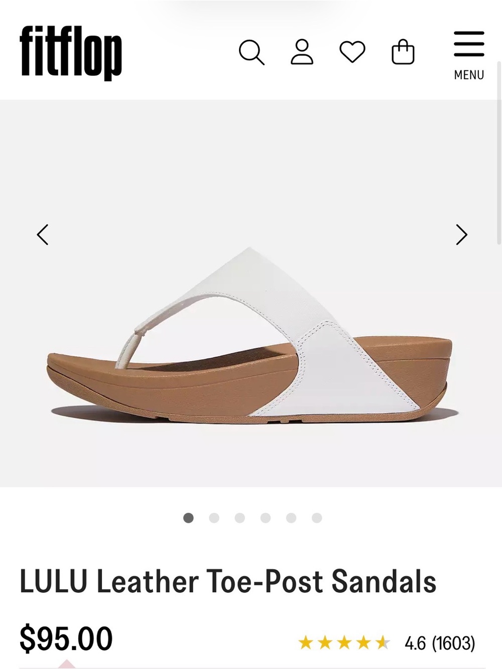 Fitflop LuLu Toe-Post sandals. Color White.  Size 9.